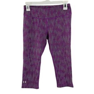 Under Armour Womens S Purple Capri Leggings HeatGear Stretch Athletic Workout